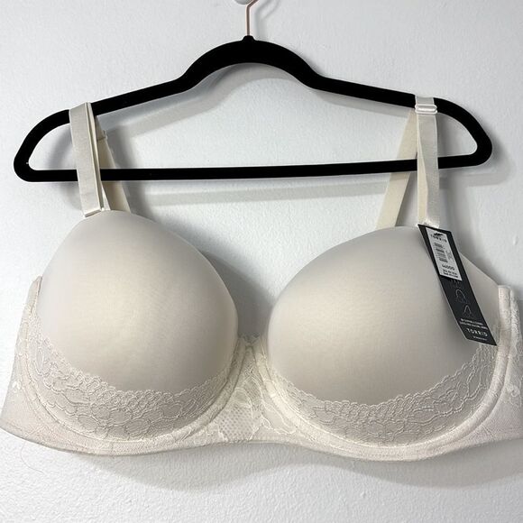Torrid Cream Lace Bra 44DDD NWT Push up Strapless Criss-cross Neutral Feminine - Picture 11 of 12